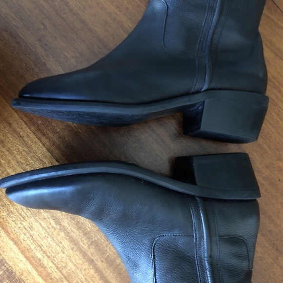 Western Cowboy Pull-On Riding Boots Black Pebbled Leather Women's Sz 8.5 M - Picture 5 of 9